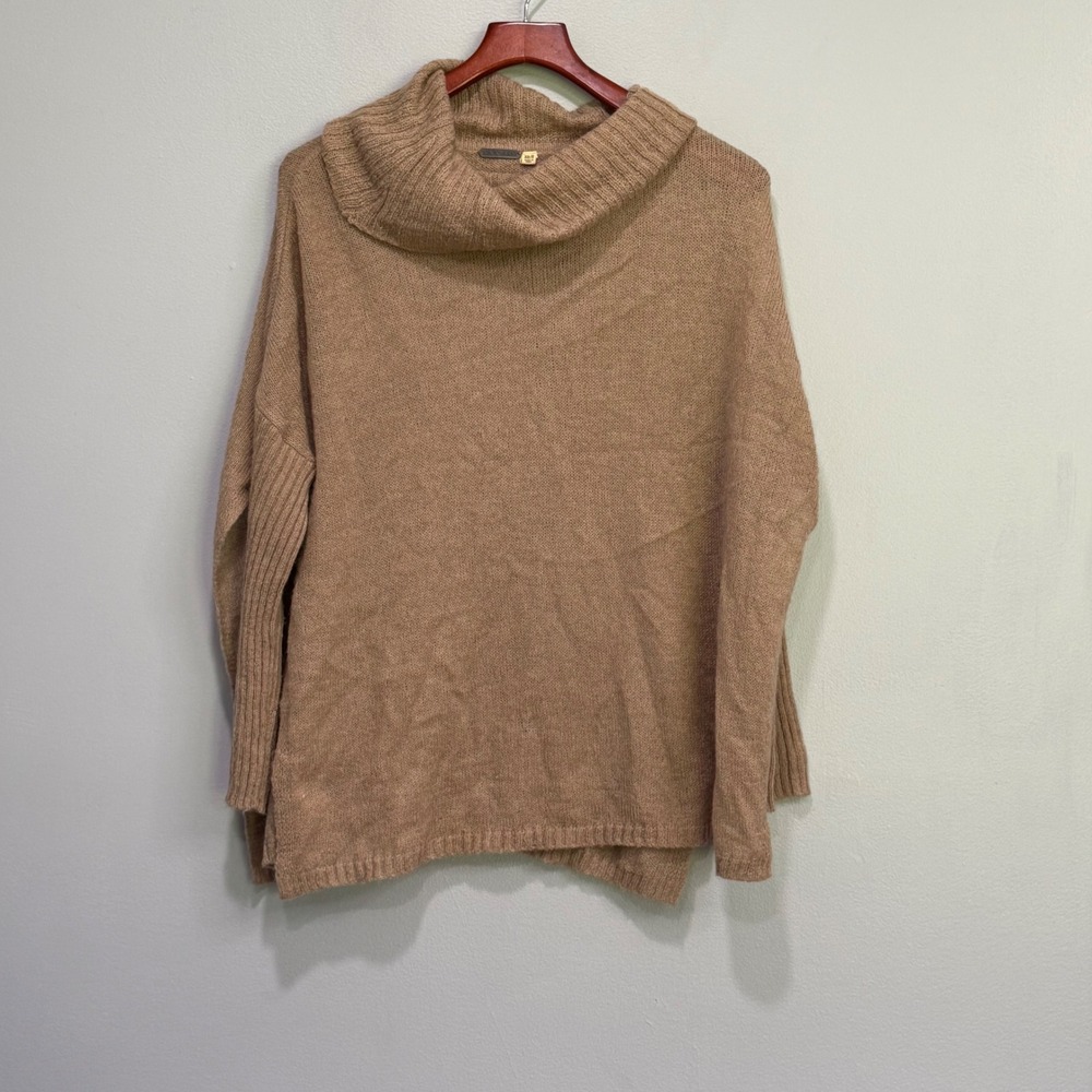 Black Swan Women Cowl Neck Mohair Wool Sweater Tan XS/S boho relaxed cozy winter